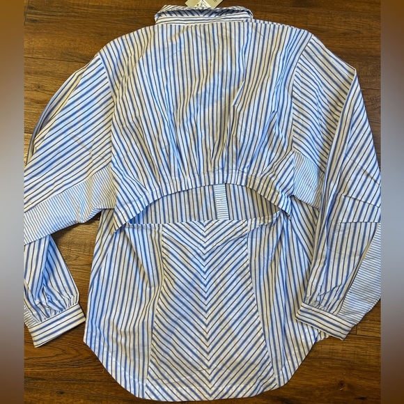 NWT ee:some maritime blouse top striped button up cutout back peekaboo medium - Picture 3 of 3